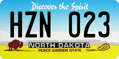 ND license plate HZN023