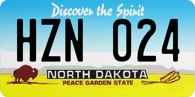 ND license plate HZN024