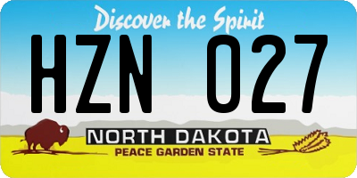 ND license plate HZN027