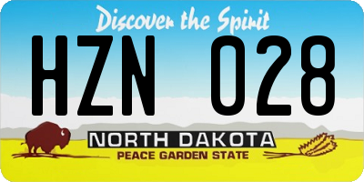 ND license plate HZN028
