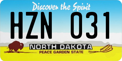 ND license plate HZN031