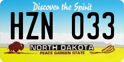 ND license plate HZN033