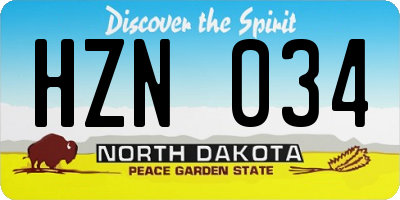 ND license plate HZN034