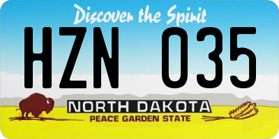 ND license plate HZN035