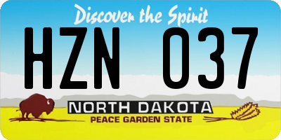 ND license plate HZN037