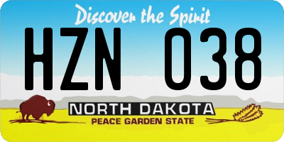 ND license plate HZN038