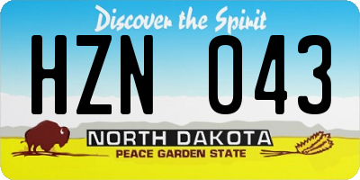 ND license plate HZN043