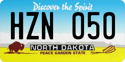 ND license plate HZN050