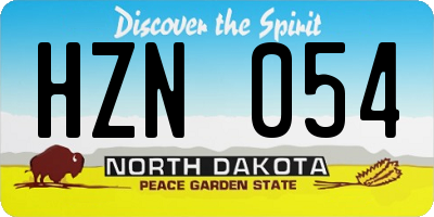 ND license plate HZN054