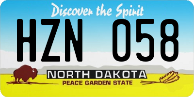 ND license plate HZN058