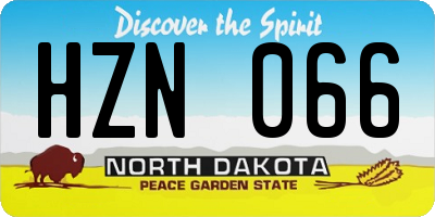 ND license plate HZN066