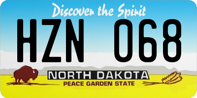 ND license plate HZN068