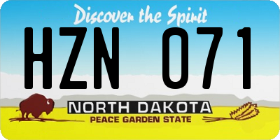 ND license plate HZN071