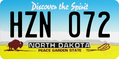 ND license plate HZN072