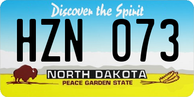 ND license plate HZN073