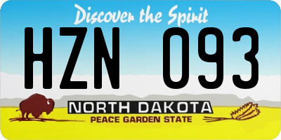 ND license plate HZN093