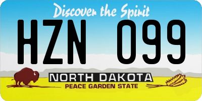 ND license plate HZN099