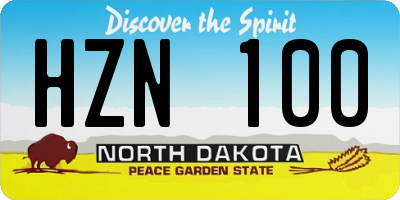 ND license plate HZN100