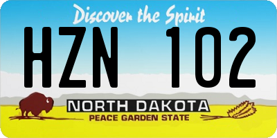 ND license plate HZN102