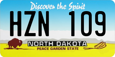 ND license plate HZN109