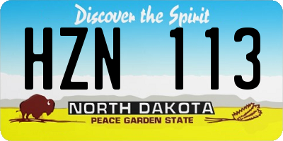 ND license plate HZN113