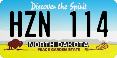 ND license plate HZN114