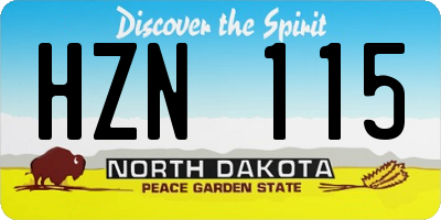 ND license plate HZN115