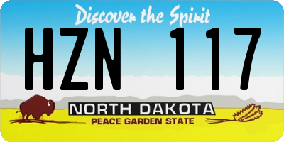ND license plate HZN117