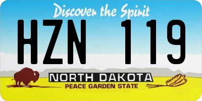 ND license plate HZN119