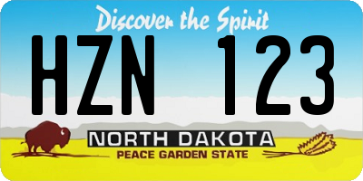 ND license plate HZN123
