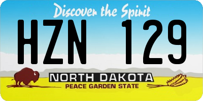 ND license plate HZN129