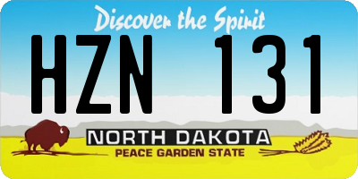 ND license plate HZN131