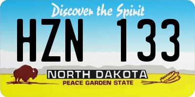 ND license plate HZN133