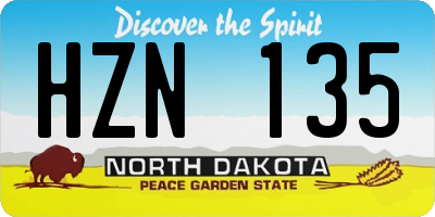 ND license plate HZN135