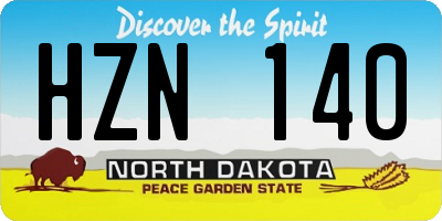 ND license plate HZN140