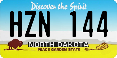 ND license plate HZN144