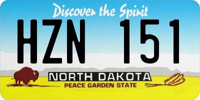 ND license plate HZN151