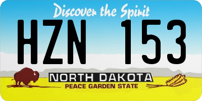 ND license plate HZN153