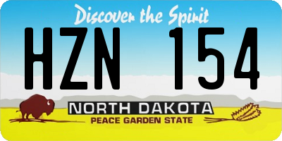 ND license plate HZN154