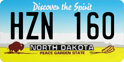 ND license plate HZN160