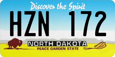 ND license plate HZN172
