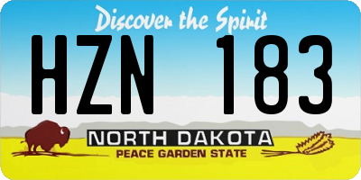 ND license plate HZN183