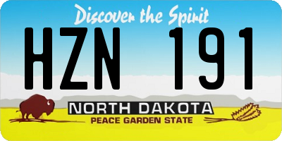 ND license plate HZN191