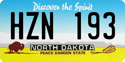 ND license plate HZN193
