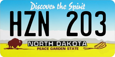 ND license plate HZN203