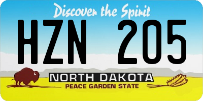 ND license plate HZN205