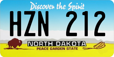 ND license plate HZN212