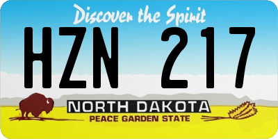 ND license plate HZN217