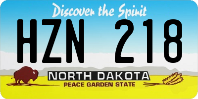 ND license plate HZN218