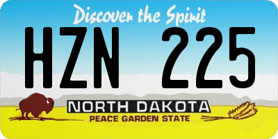 ND license plate HZN225